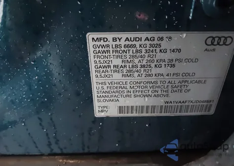 2018 Audi Q7 3.0T Premium из США, поврежденный, VIN WA1VAAF7XJD048591